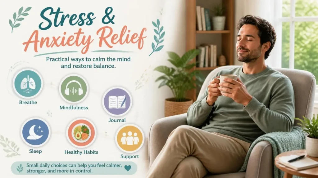 Stress & Anxiety Relief through meditation, breathing, and relaxation techniques