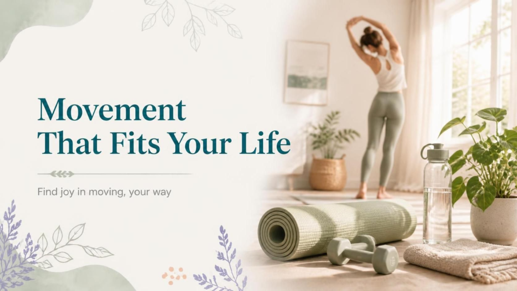 - movement that fits your life with a person enjoying a comfortable outdoor walk
